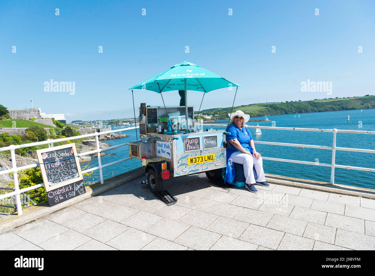 Seafood stall on The Hoe In Plymouth. Stock Photo