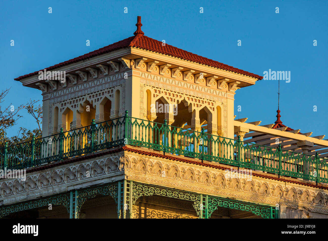 The PALACIO DE VALLE is a beautiful example of Moorish architecture near the end of the PUNTA GORDA peninsula - CIENFUEGOS, CUBA Stock Photo