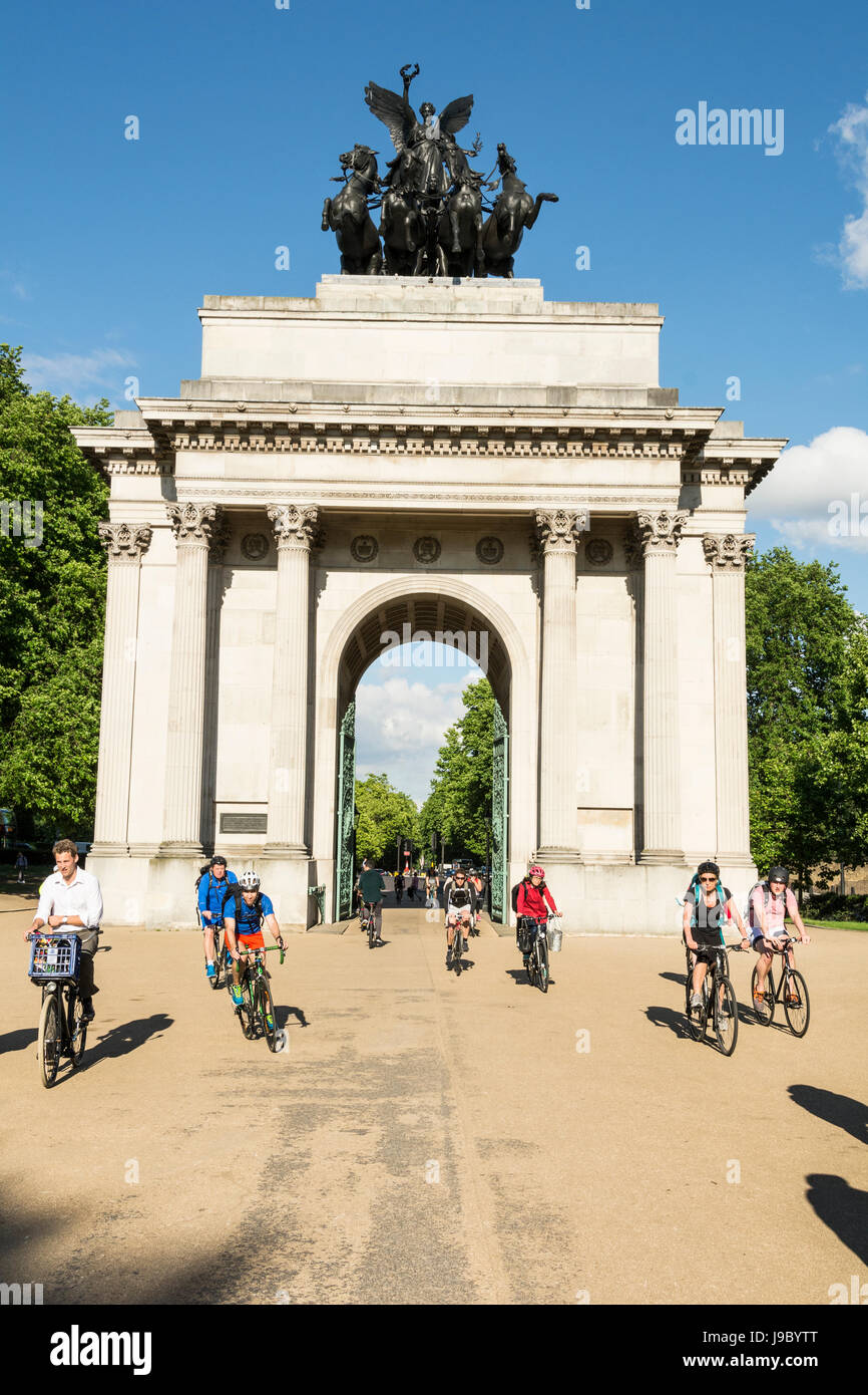 Wellington Arch on Hyde Park Corner - the original entrance to Buckingham Palace, London, UK Stock Photo