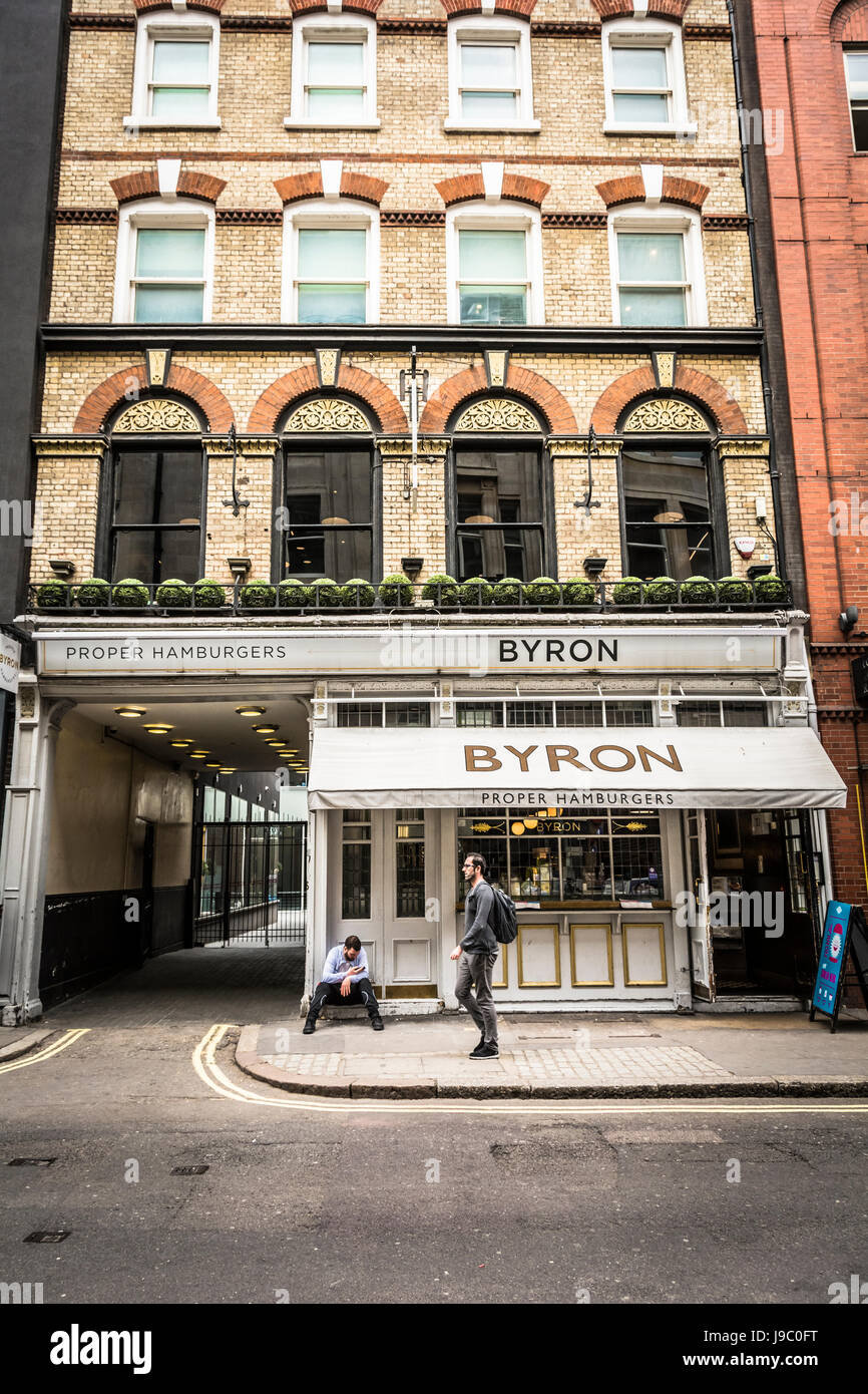 Byron Hamburger restaurant on Rathbone Place, London, UK Stock Photo