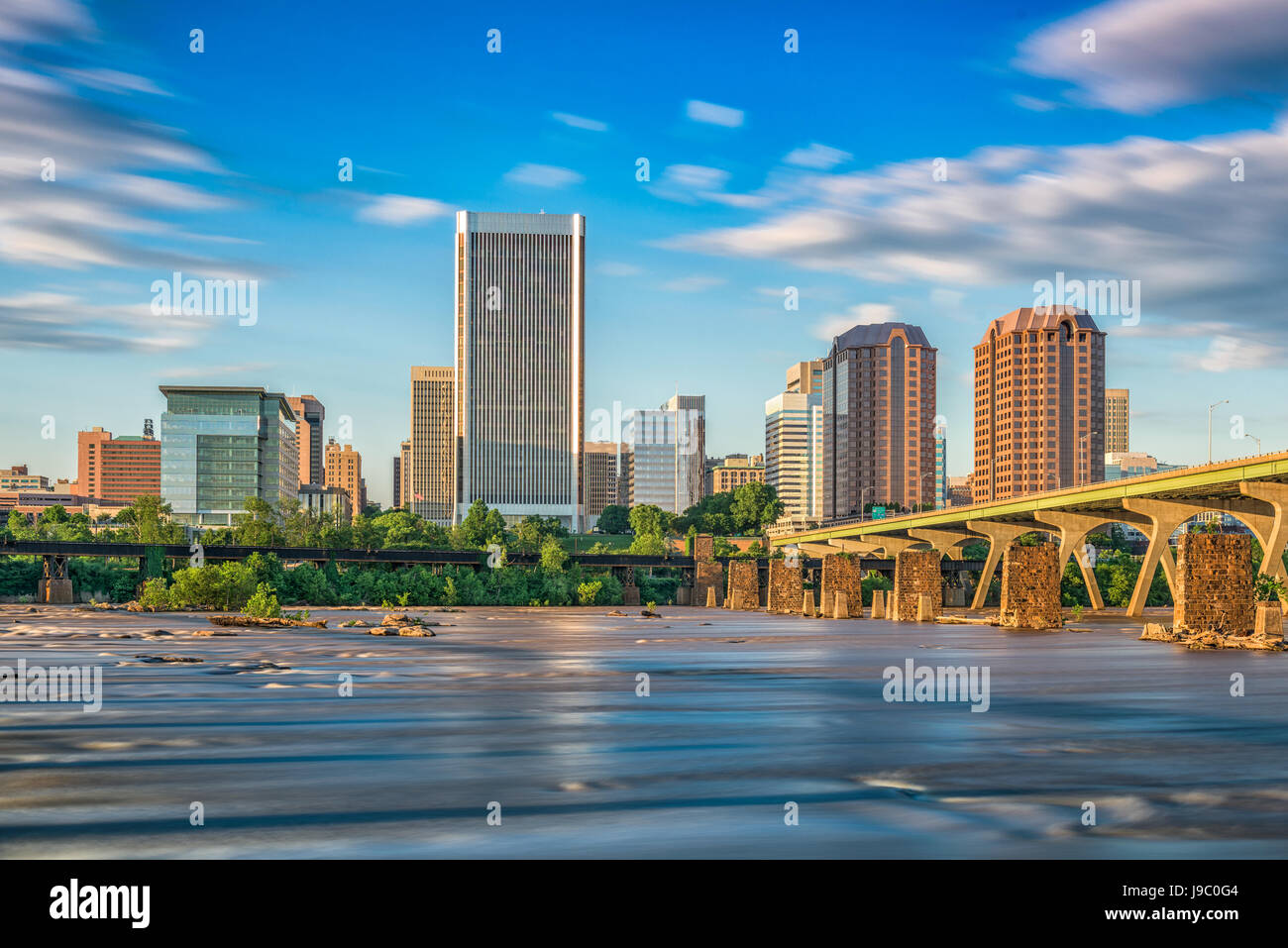 Richmond, Virginia, USA downtown skyline on the James River. Stock Photo