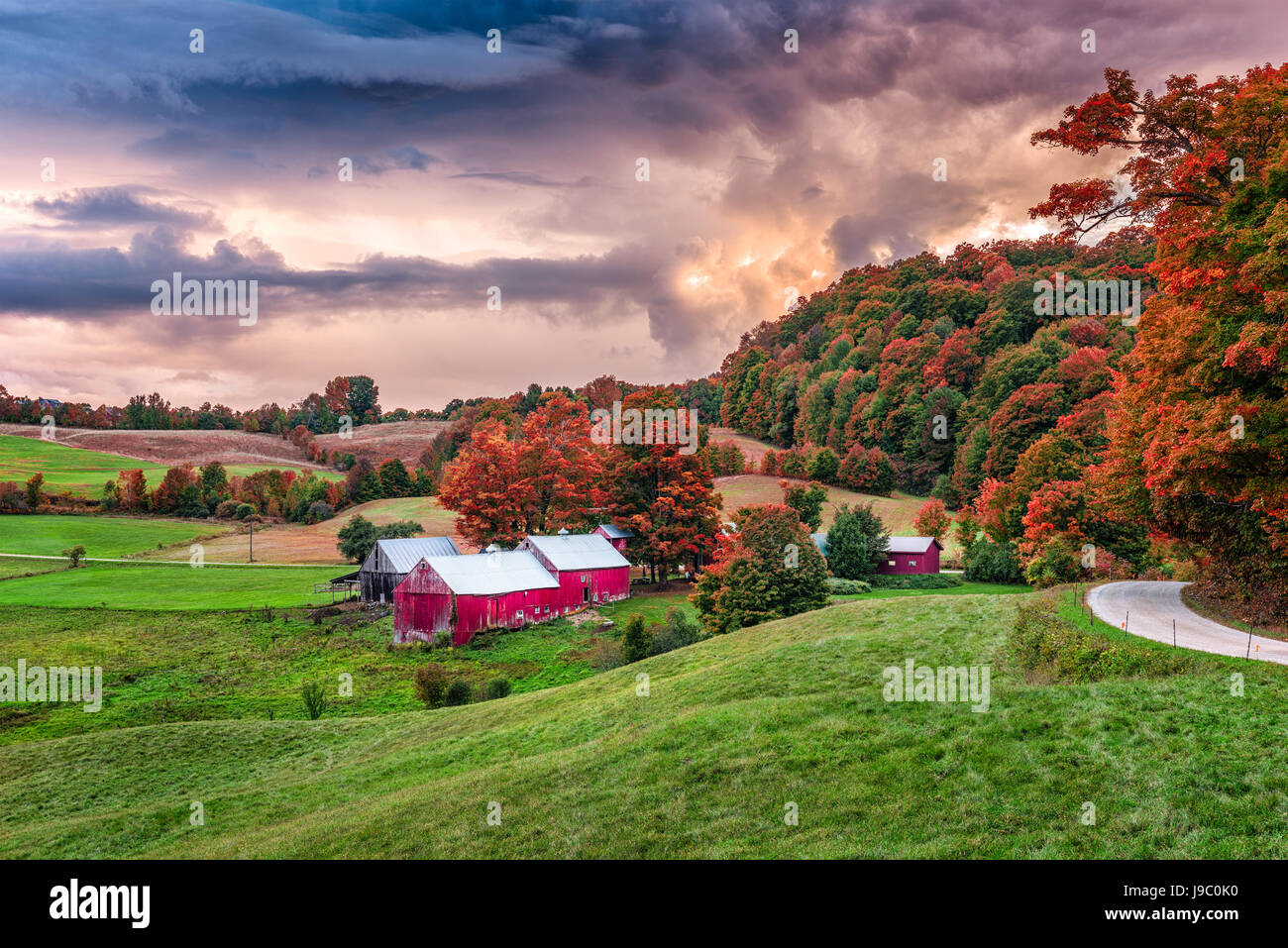 Rural autumn Jenne Farm in Vermont, USA. Stock Photo