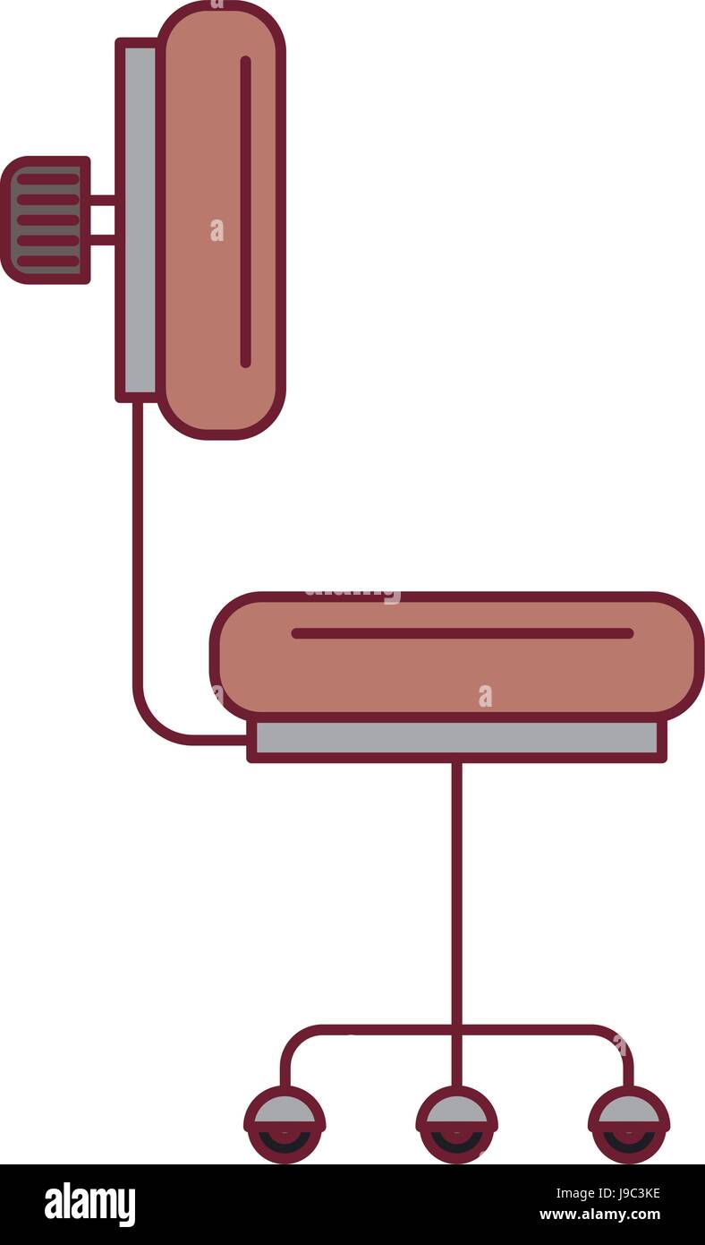 colorful graphic of office chair side view with dark red line contour