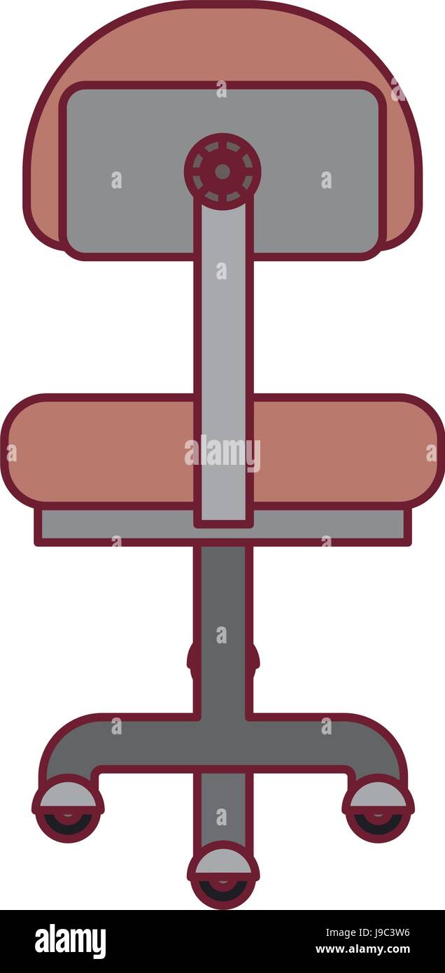 colorful graphic of office chair back view with dark red line contour