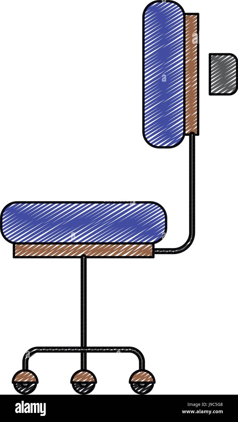 color crayon stripe silhouette of office chair side view Stock Vector