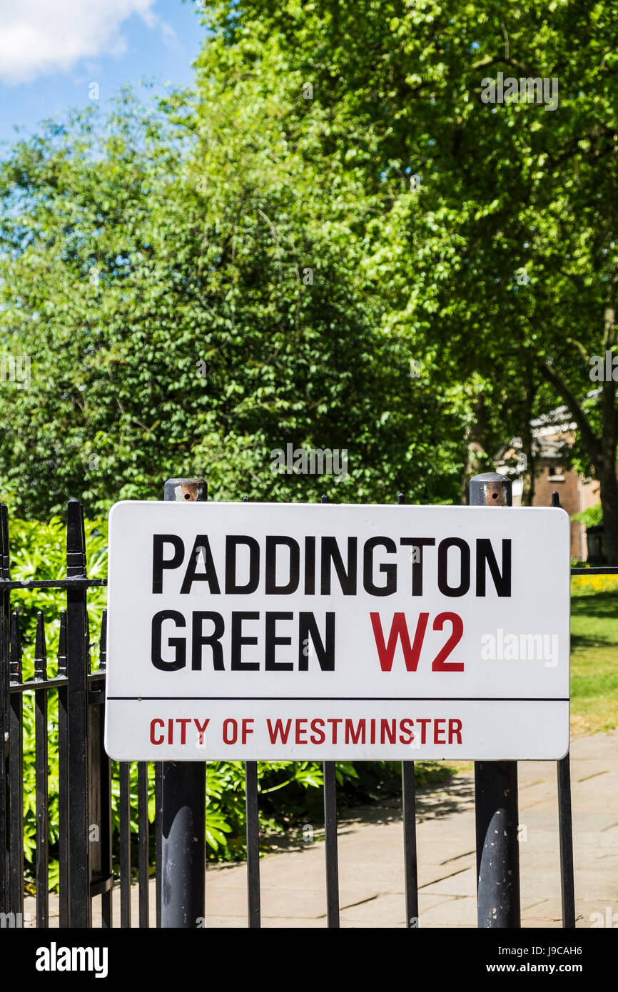 Paddington Green street sign, London, England, U.K. Stock Photo