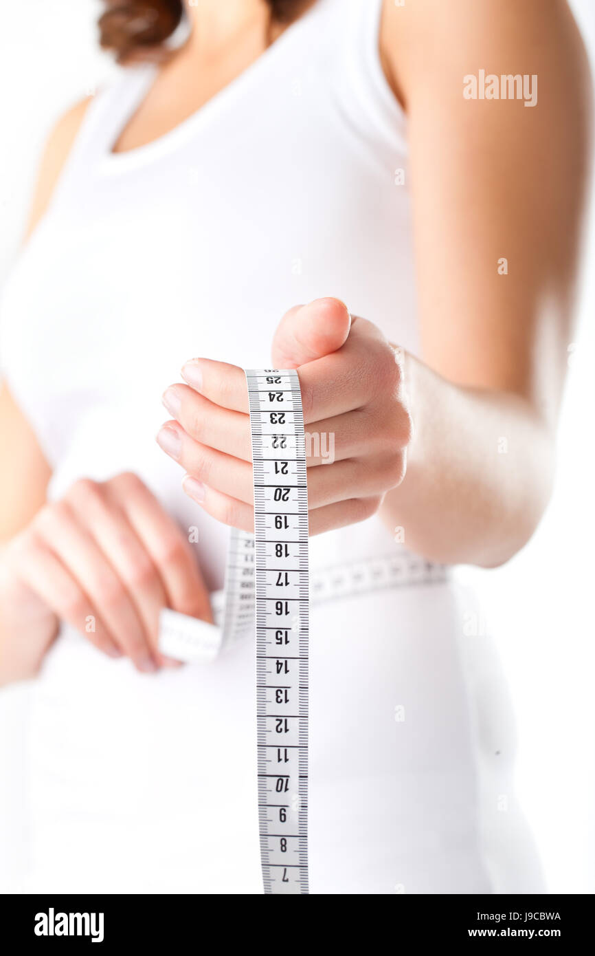 woman, check, measured, sured, measure, diet, weight, tape measure