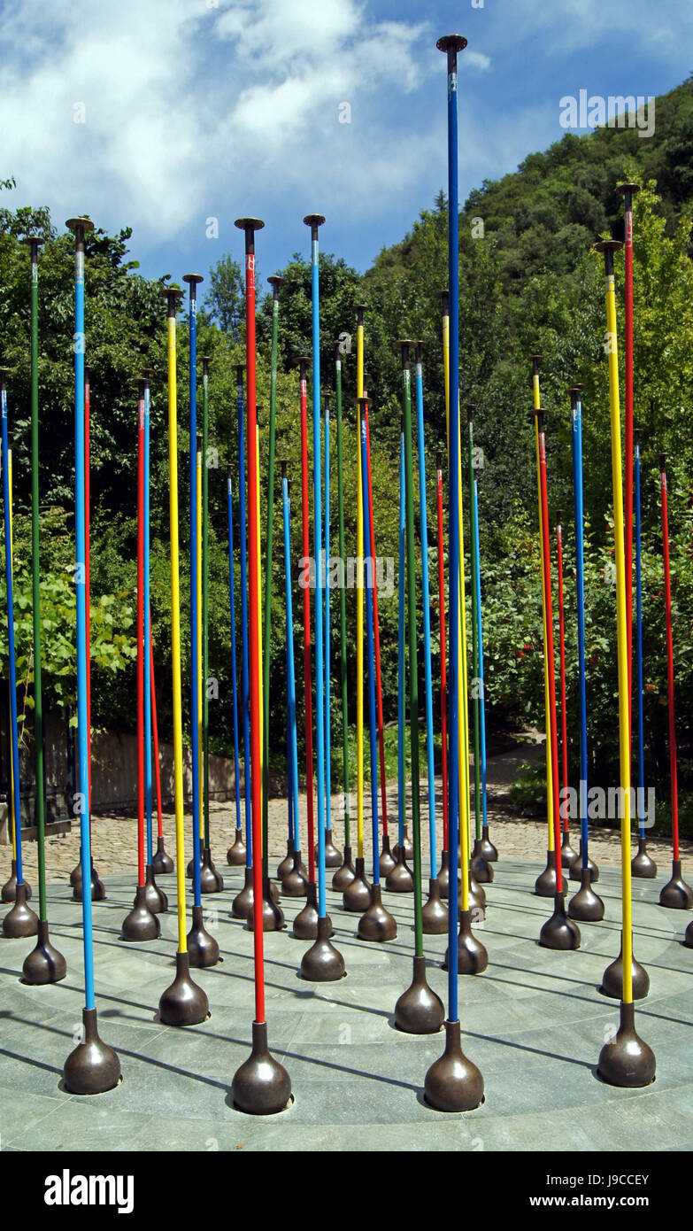 colorful sound bars in the gardens of schloss trautmannsdorf merano / south tyrol Stock Photo