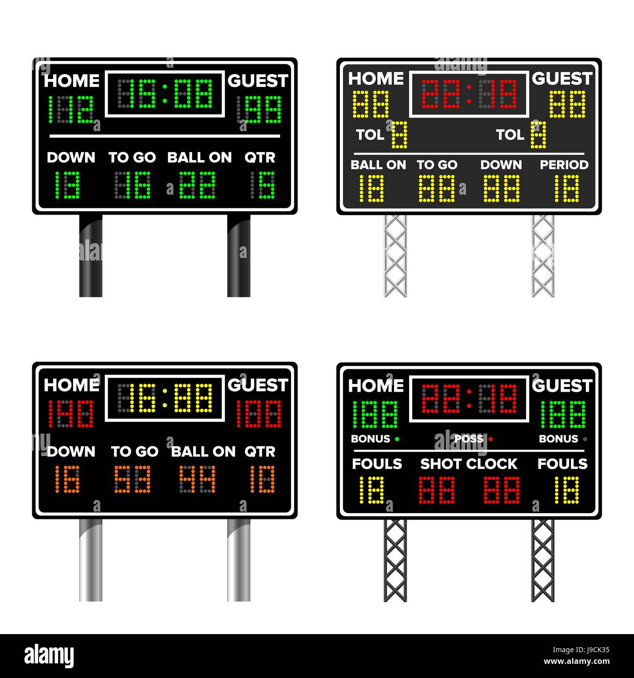 Basketball Scoreboard. Time, Guest, Home. Electronic Wireless