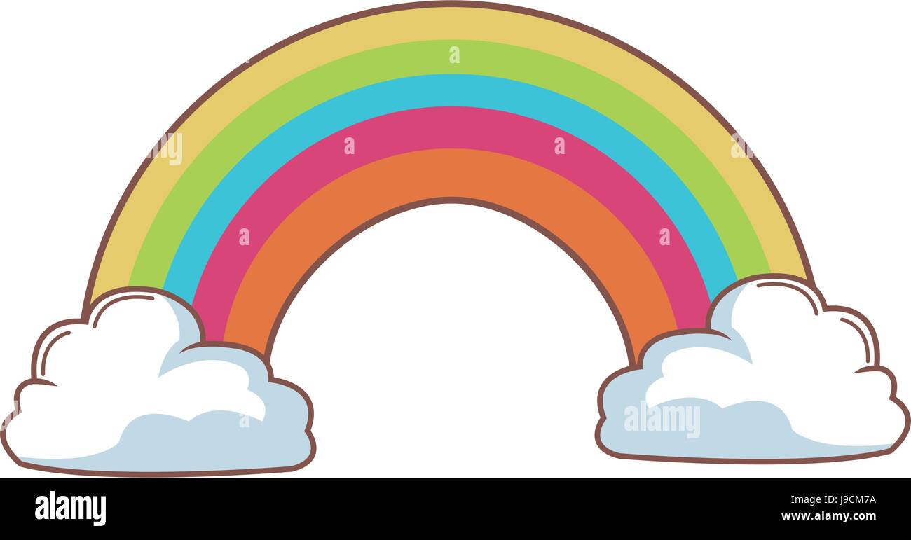 cartoon beauty rainbow with clouds Stock Vector Image & Art - Alamy