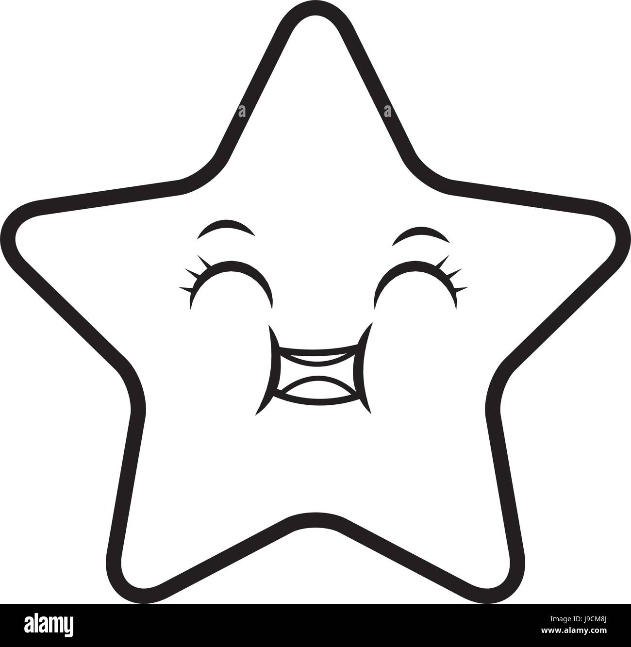 kawaii cute star caricature facial expression design Stock Vector Image ...