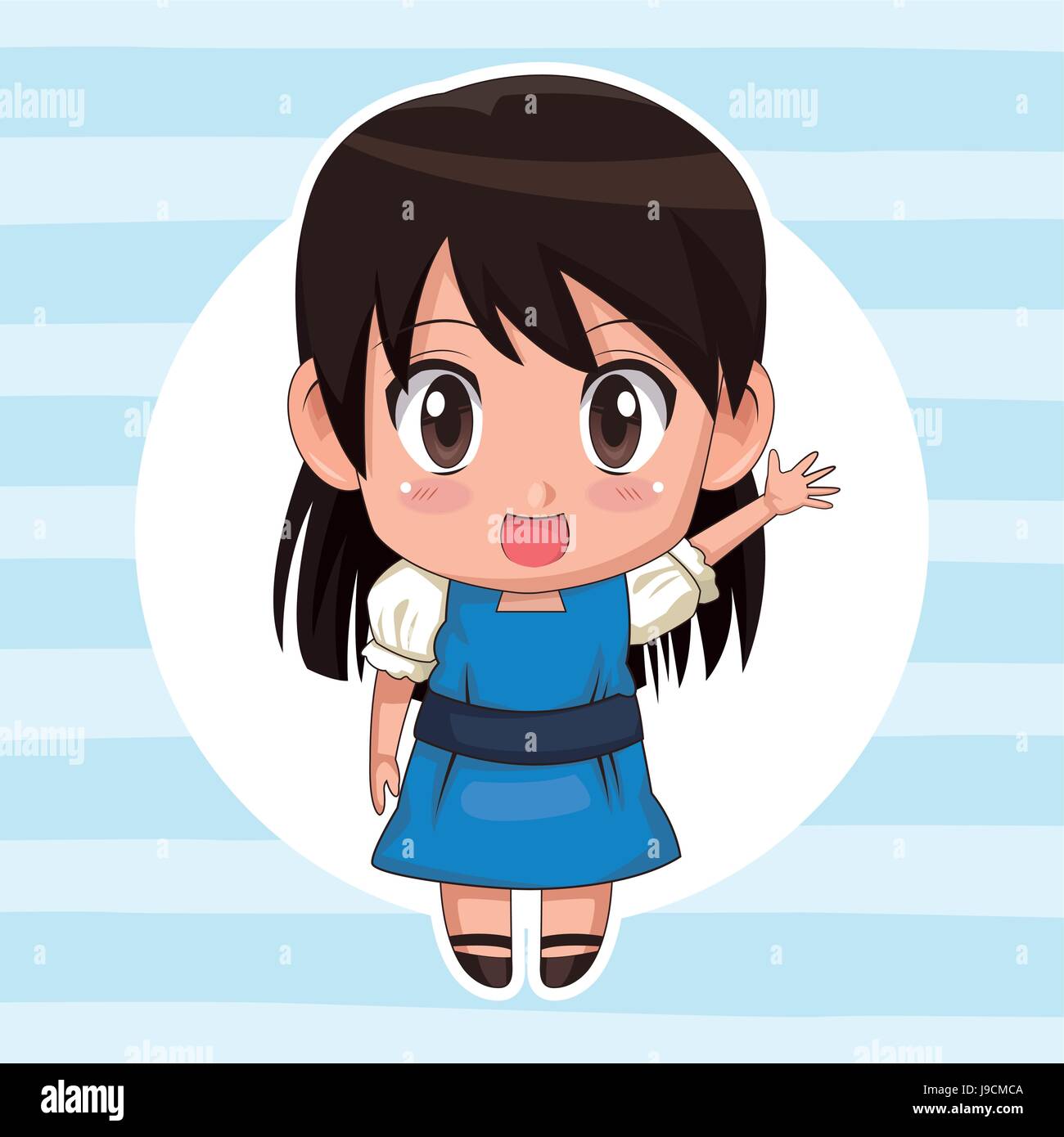 Blue Striped Color Background With Circular Frame And Cute Anime Girl Expression Greeting With Straight Hair Stock Vector Image Art Alamy Blue Striped Color Background With Circular Frame And Cute Anime Girl Expression Greeting With Straight Hair Stock Vector Image Art Alamy