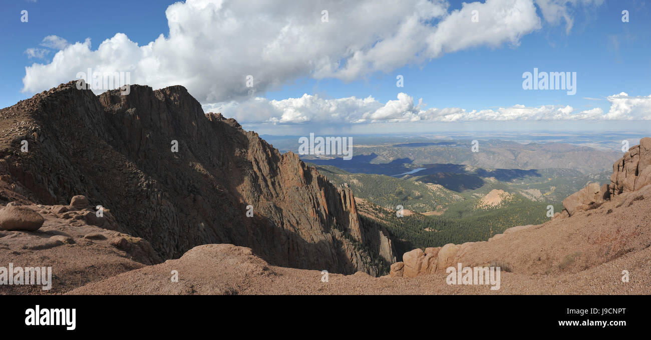 View from the top of Pike's Peak, Colorado Rocky Mountains Stock Photo