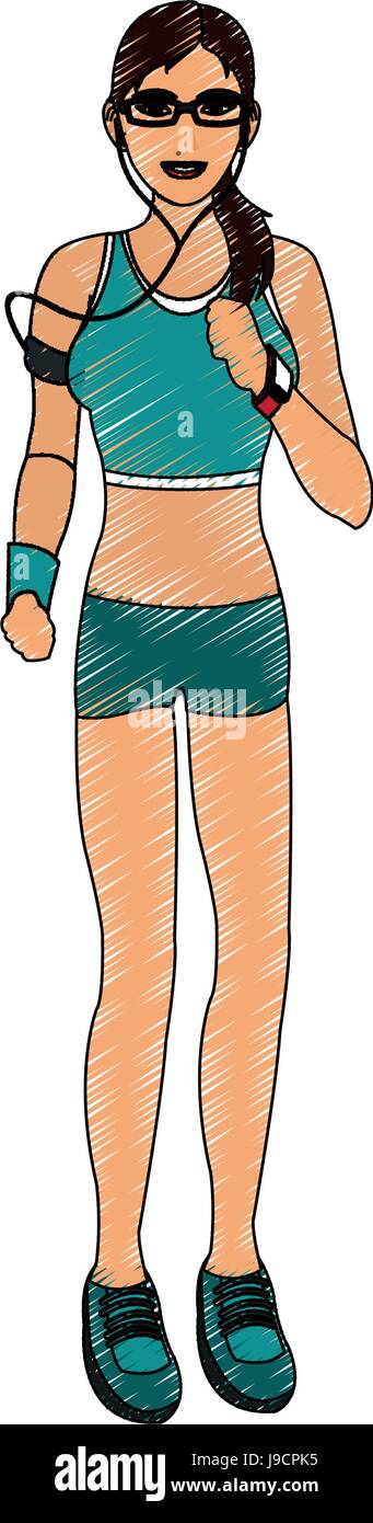 Jogging girl cartoon scribble Stock Vector Image & Art - Alamy