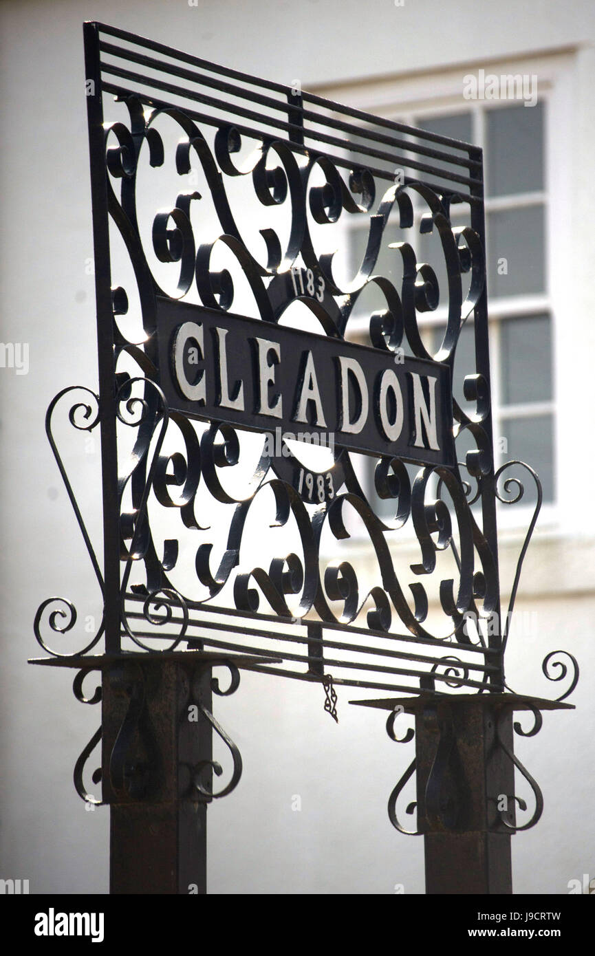 Cleadon village sign, South Tyneside Stock Photo - Alamy