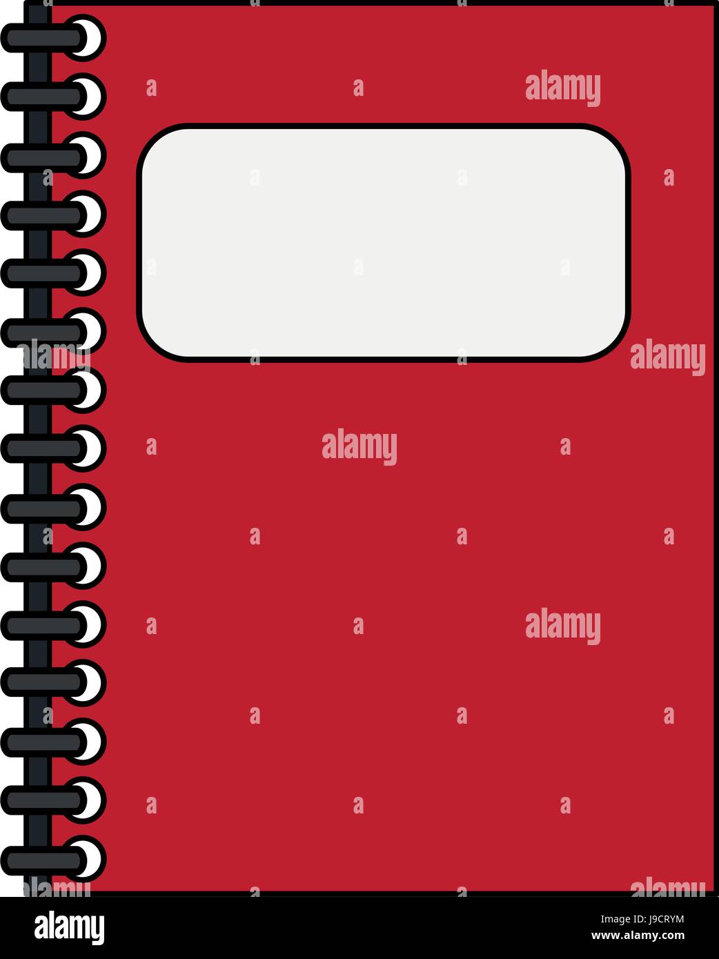 color silhouette cartoon red notebook spiral closed with label in cover ...