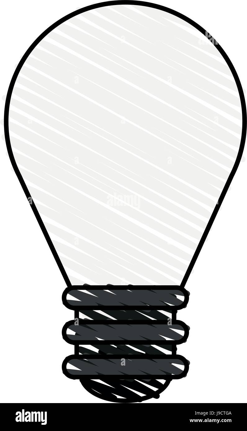 color crayon stripe cartoon light bulb flat icon Stock Vector