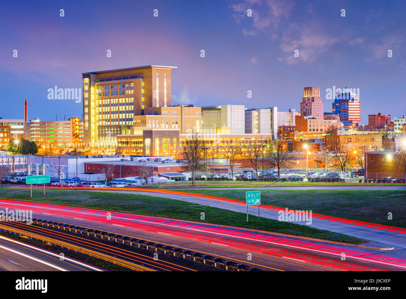 Durham, North Carolina, USA downtown city skyline. Stock Photo