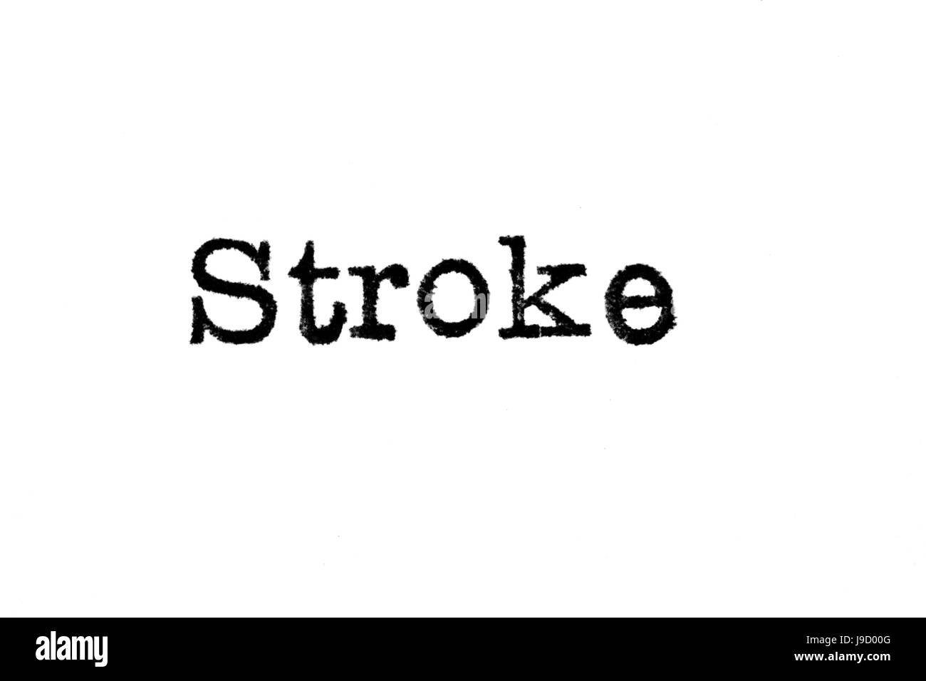 The word "Stroke" from a typewriter on a white background Stock Photo