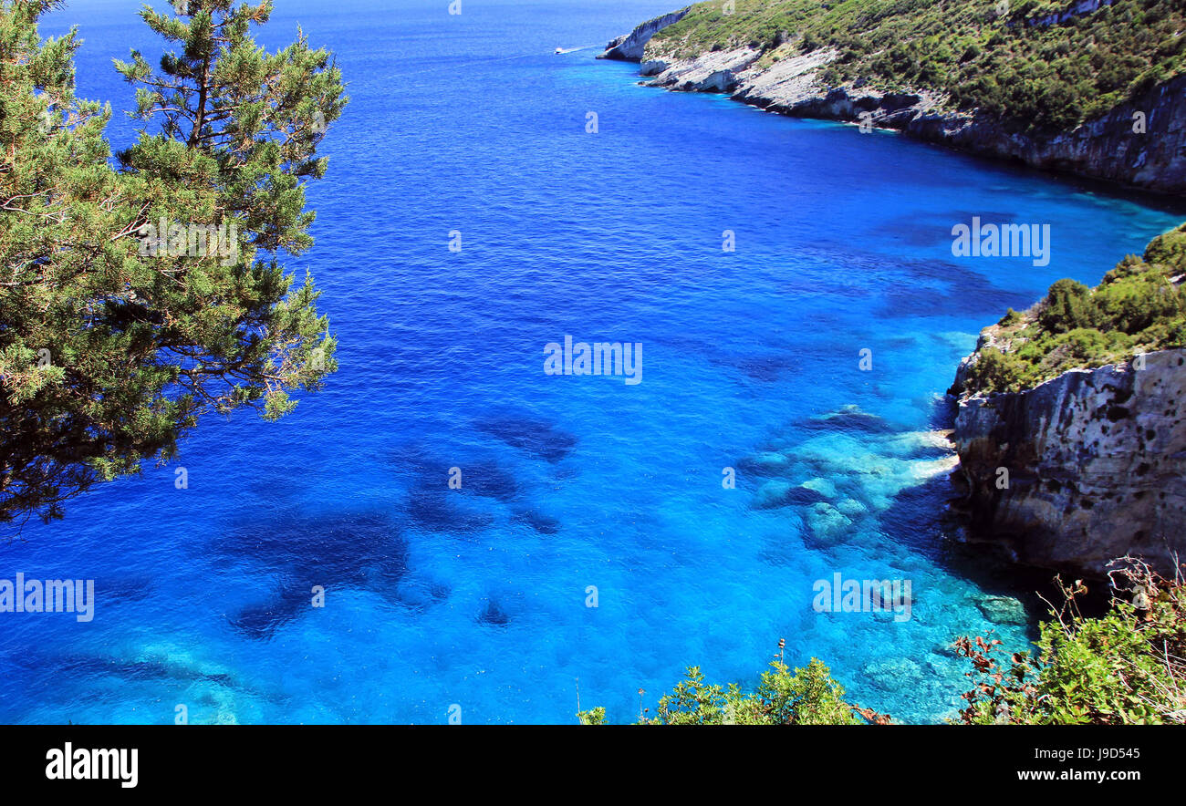 Cliffs and the sea near Skinari Cape on Zakynthos island, Greece Stock Photo