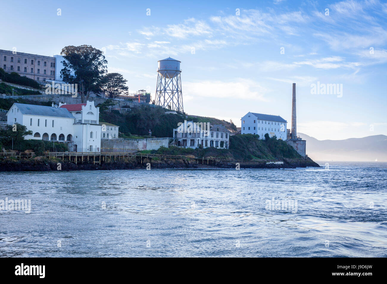 Alcatraz as viewed from a boat, San Francisco, California, USA, North America Stock Photo