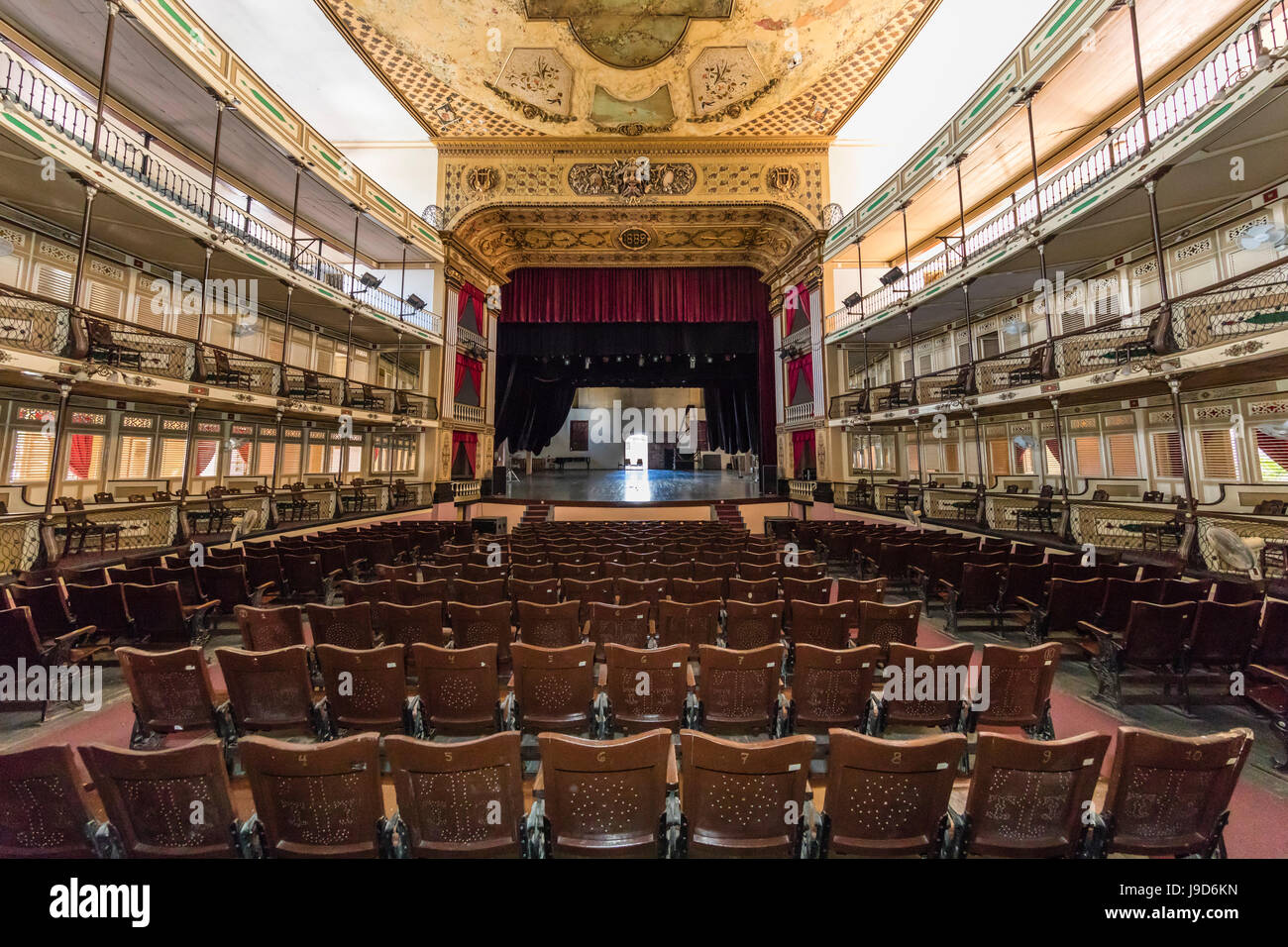 Interior view of the Teatro Tomas Terry (Tomas Terry Theatre), opened in 1890 in the city of Cienfuegos, UNESCO, Cuba, Caribbean Stock Photo