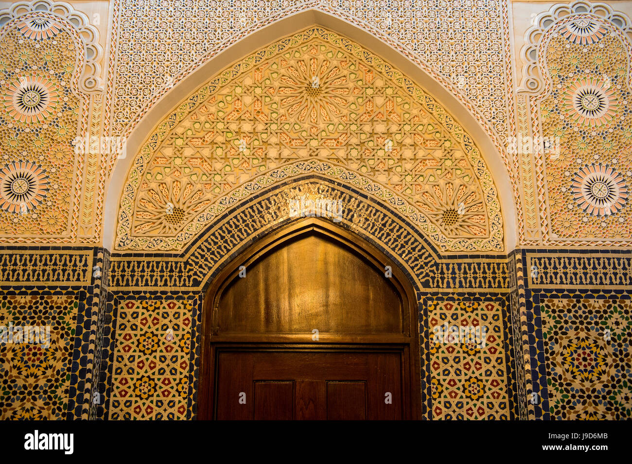 Beautiful ornamented door inside the Grand Mosque, Kuwait City, Kuwait, Middle East Stock Photo