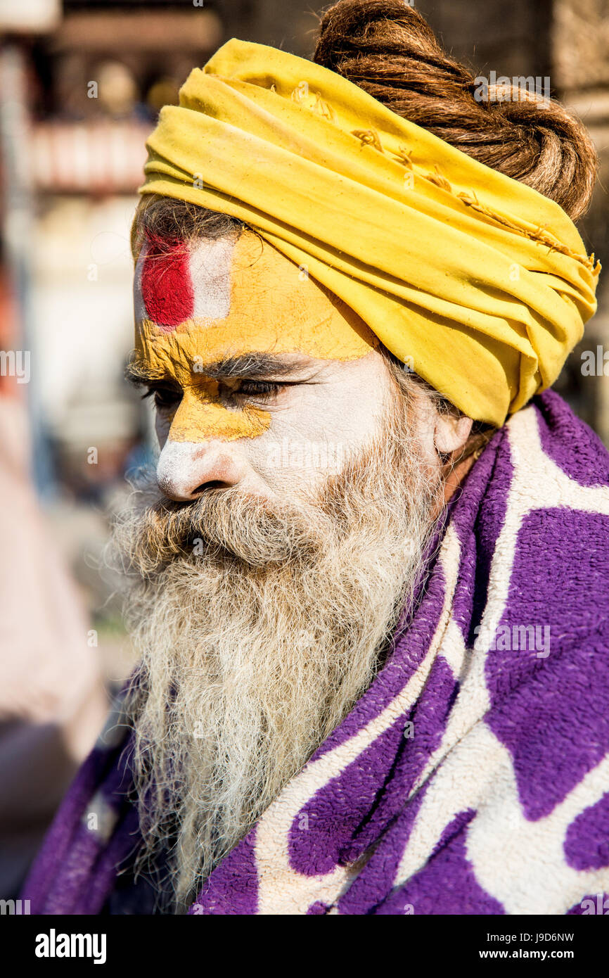 Holy man at Pashupati Temple, Kathmandu, Nepal, Asia Stock Photo