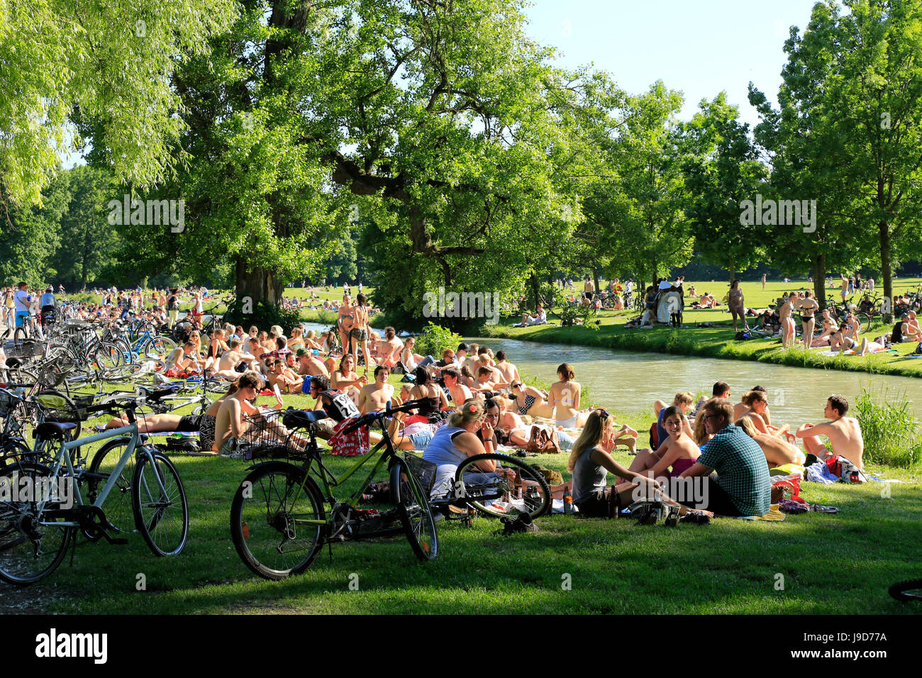 English Garden in Munich, Upper Bavaria, Bavaria, Germany, Europe Stock Photo