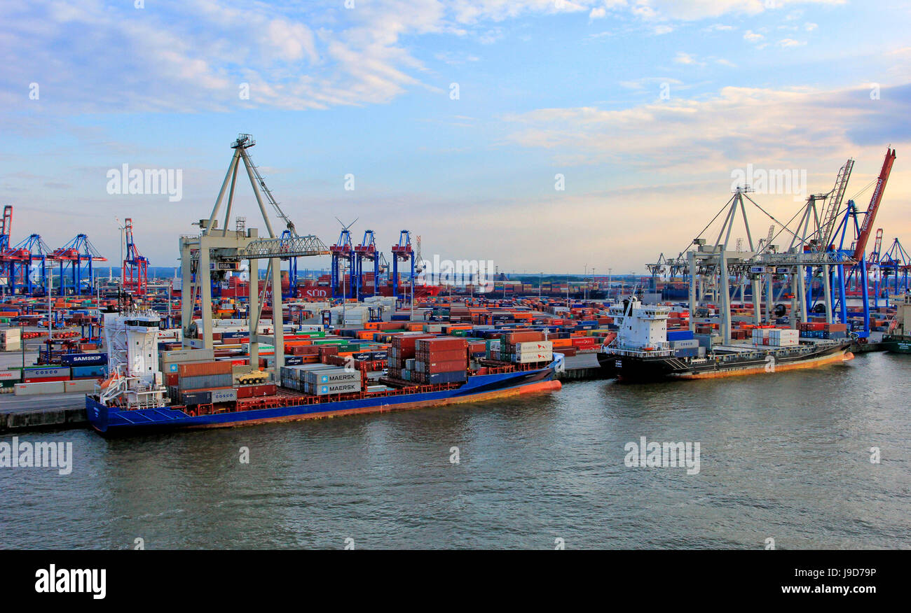 Container Terminal Burchardkai, Harbour of Hamburg, Germany, Europe Stock Photo