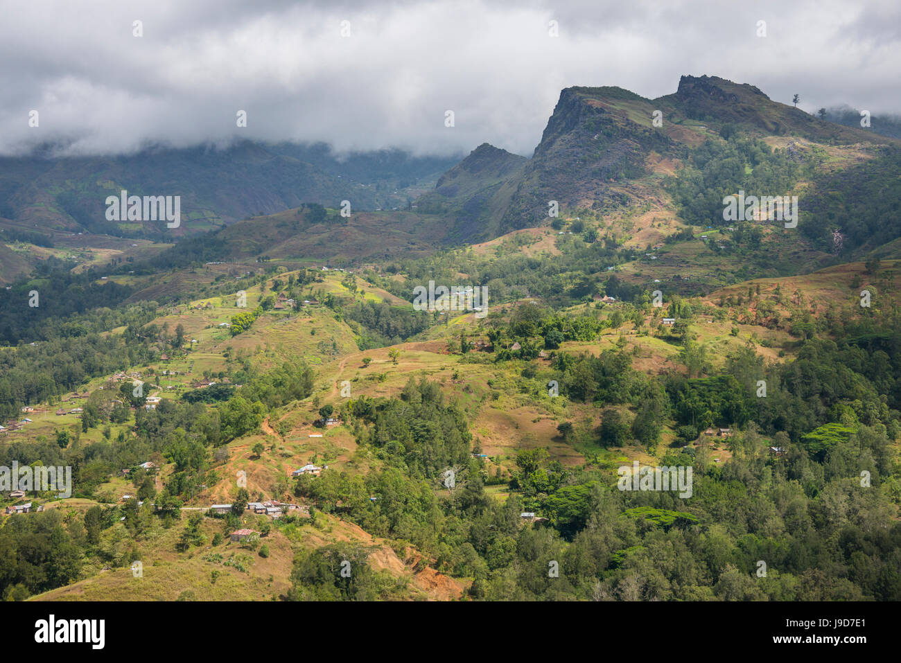 View over the mountains of Maubisse from the Pousada de Maubisse, mountain town of Maubisse, East Timor, Southeast Asia, Asia Stock Photo
