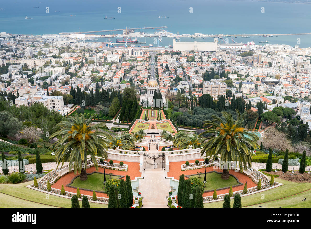 View over the Bahai Gardens, Haifa, Israel, Middle East Stock Photo