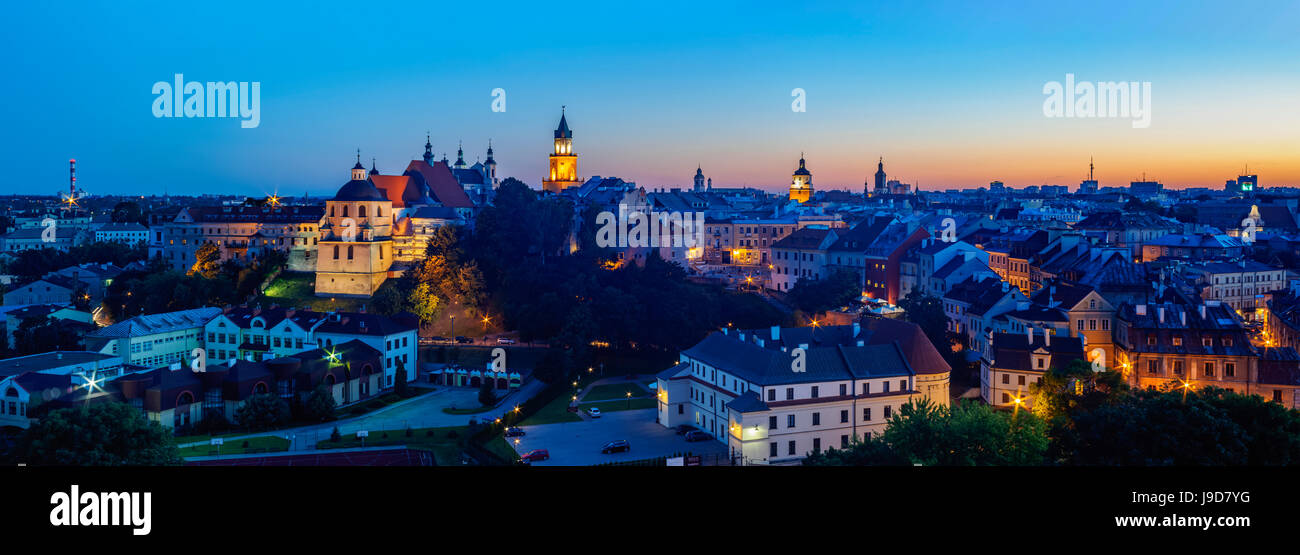 Old Town skyline at twilight, City of Lublin, Lublin Voivodeship, Poland, Europe Stock Photo