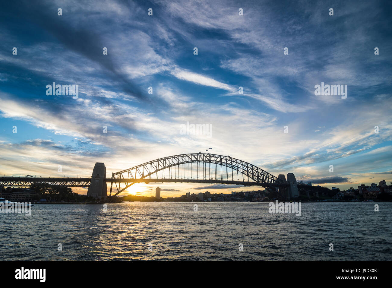 Sydney harbour bridge at sunset, Sydney, New South Wales, Australia, Pacific Stock Photo