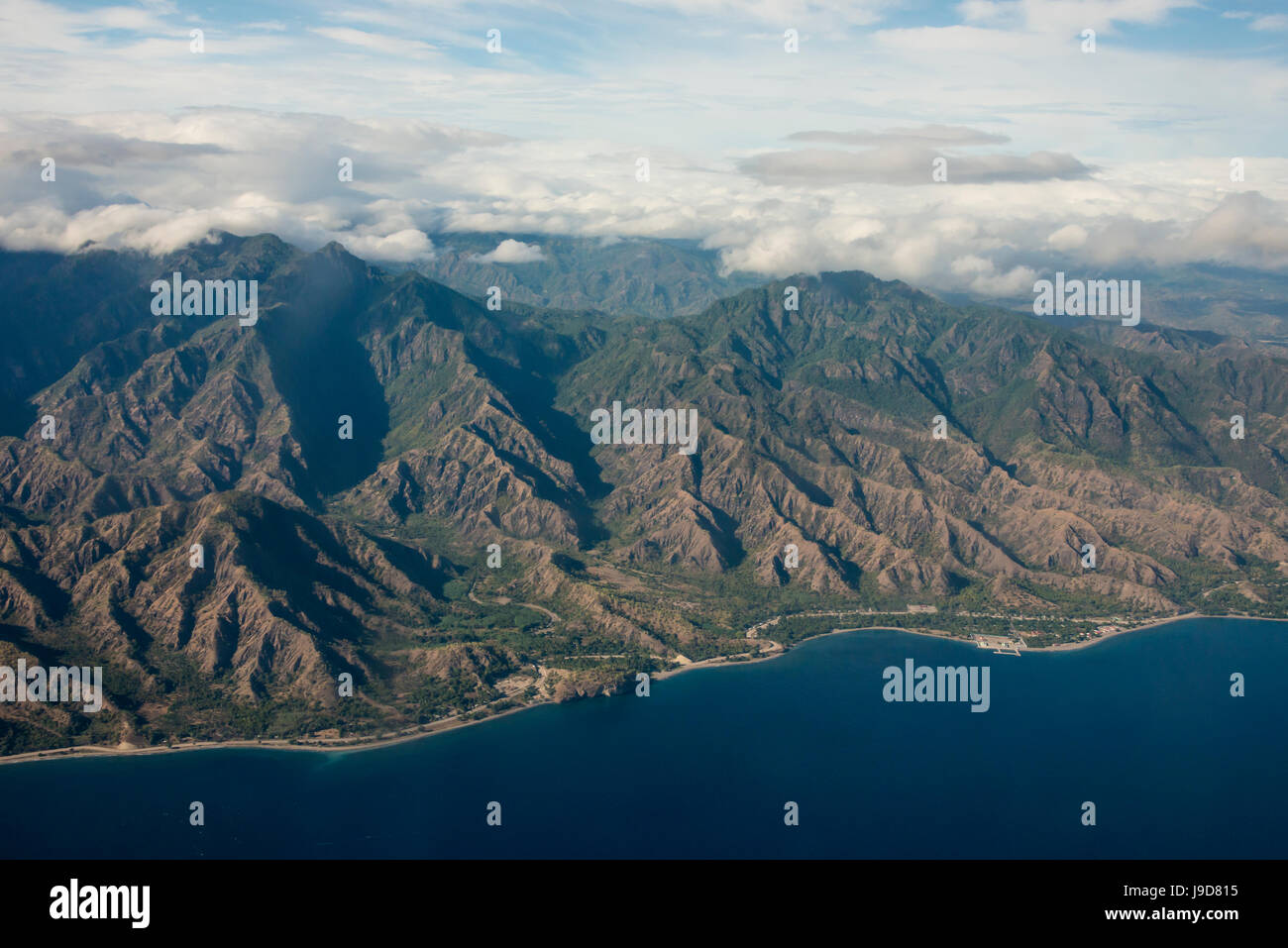 Aerial of the costal exclave Oecusse (Oecussi), East Timor, Southeast Asia, Asia Stock Photo