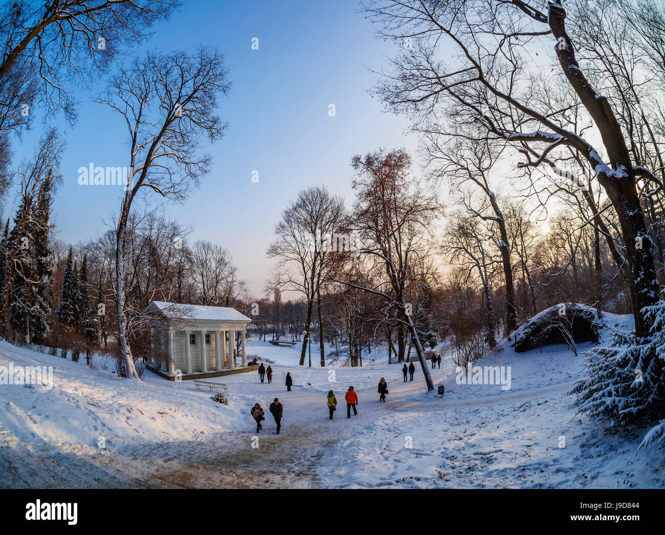 Royal Baths Park at winter time, Warsaw, Masovian Voivodeship, Poland, Europe Stock Photo