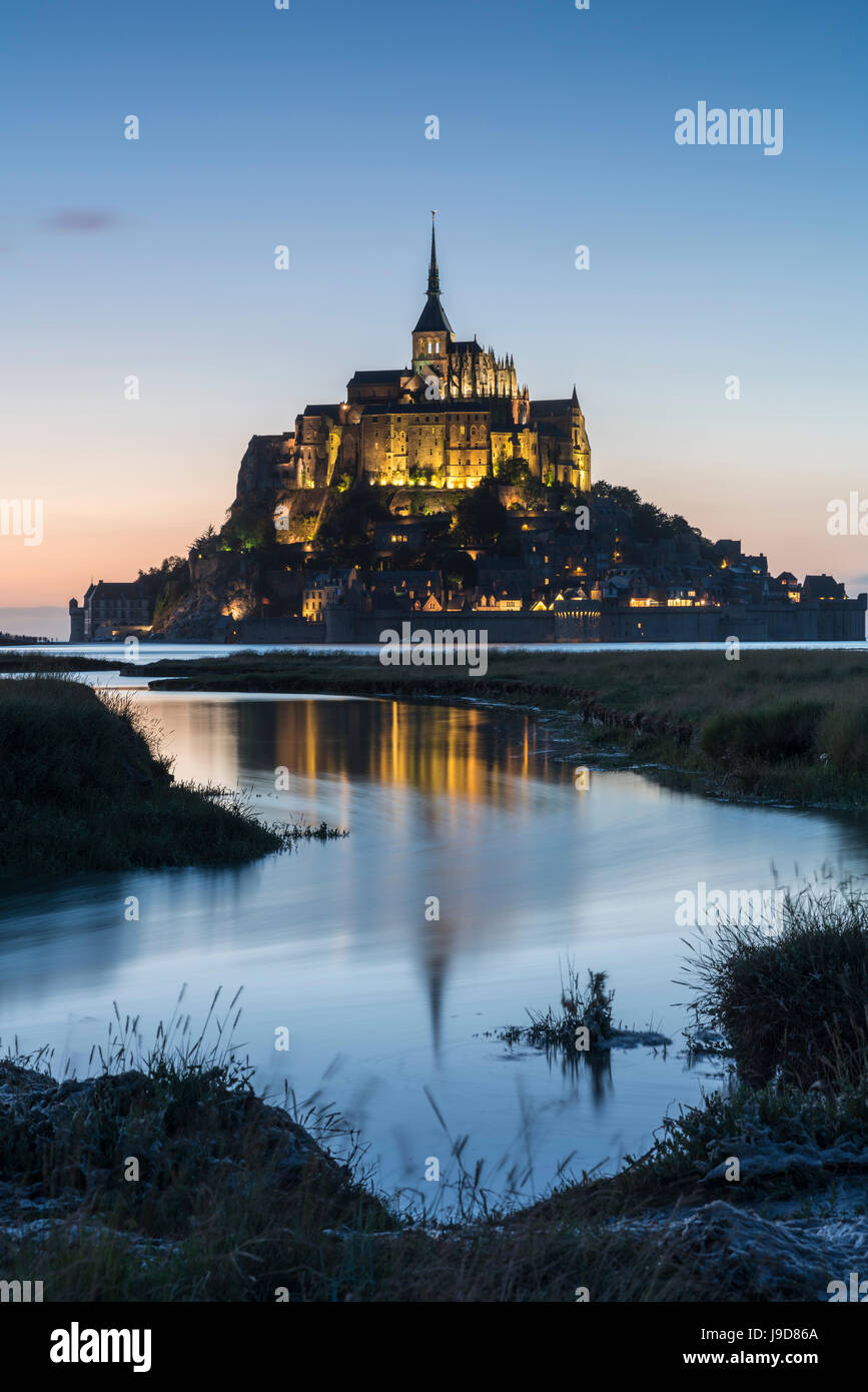 Tide growing at dusk, MontSaintMichel, UNESCO World Heritage Site