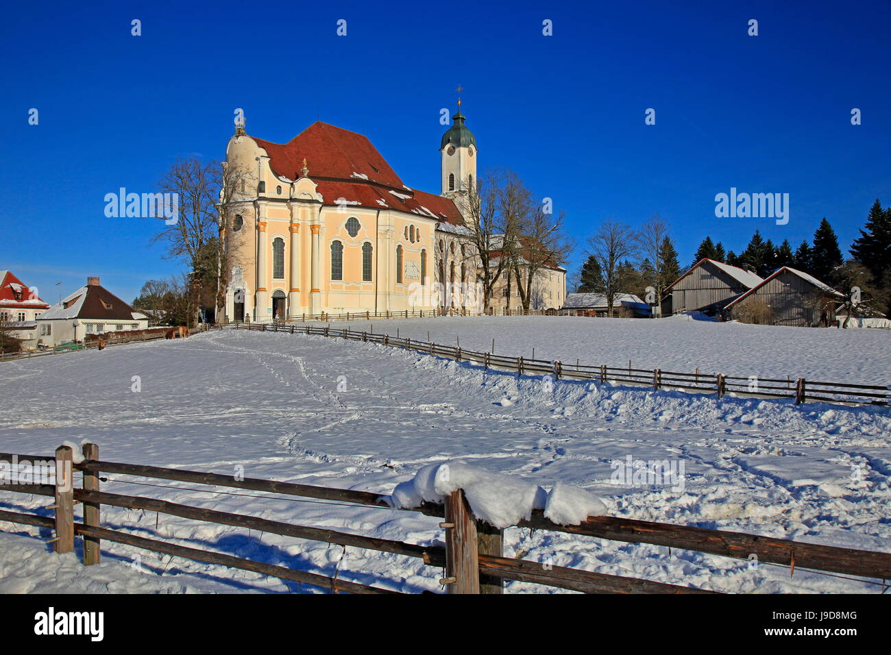Church of Wieskirche near Steingaden, Bavaria, Germany, Europe Stock Photo