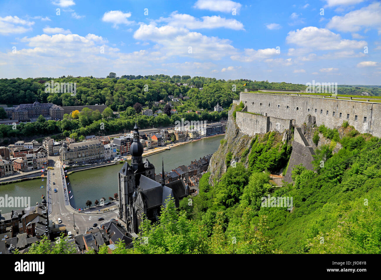 Citadel of Dinant on Meuse River, Dinant, Province of Namur, Wallonia, Belgium, Europe Stock Photo