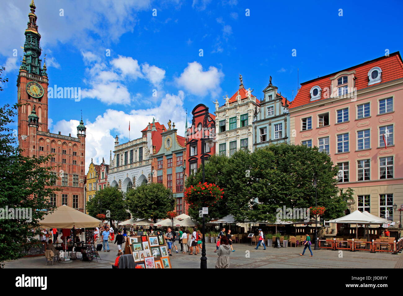 Town Hall of Rechtstadt District on Long Market in Gdansk, Gdansk, Pomerania, Poland, Europe Stock Photo