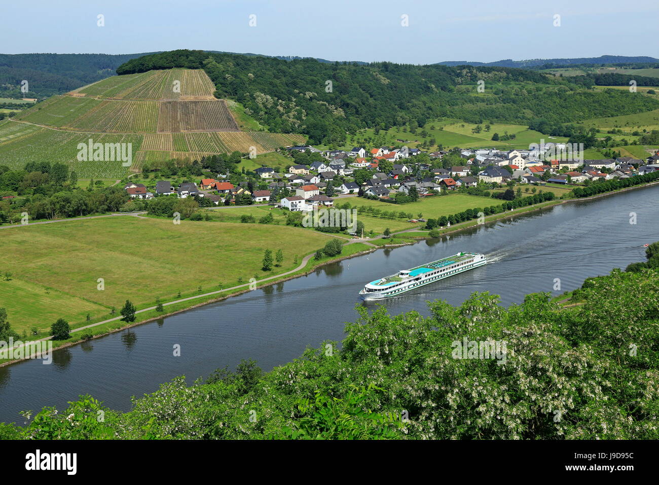 Saar River near Ayl-Biebelhausen, Rhineland-Palatinate, Germany, Europe Stock Photo