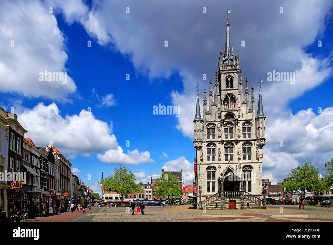 City Hall on the Market Square of Gouda, South Holland, Netherlands, Europe Stock Photo