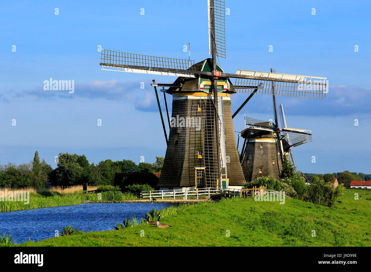 Windmills of Leidschendam, South Holland, Netherlands, Europe Stock Photo