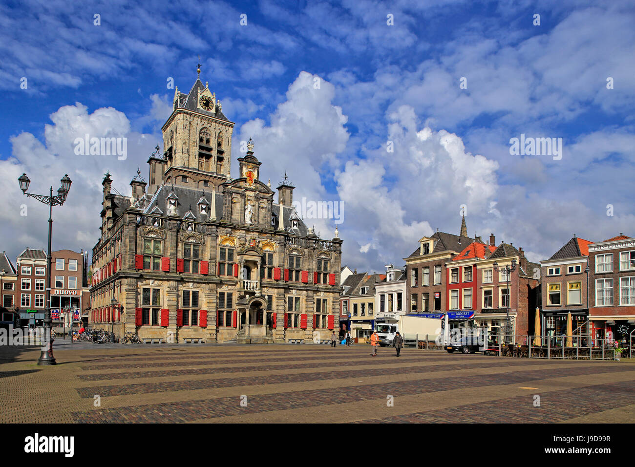 Market Square with Town Hall, Delft, South Holland, Netherlands, Europe Stock Photo