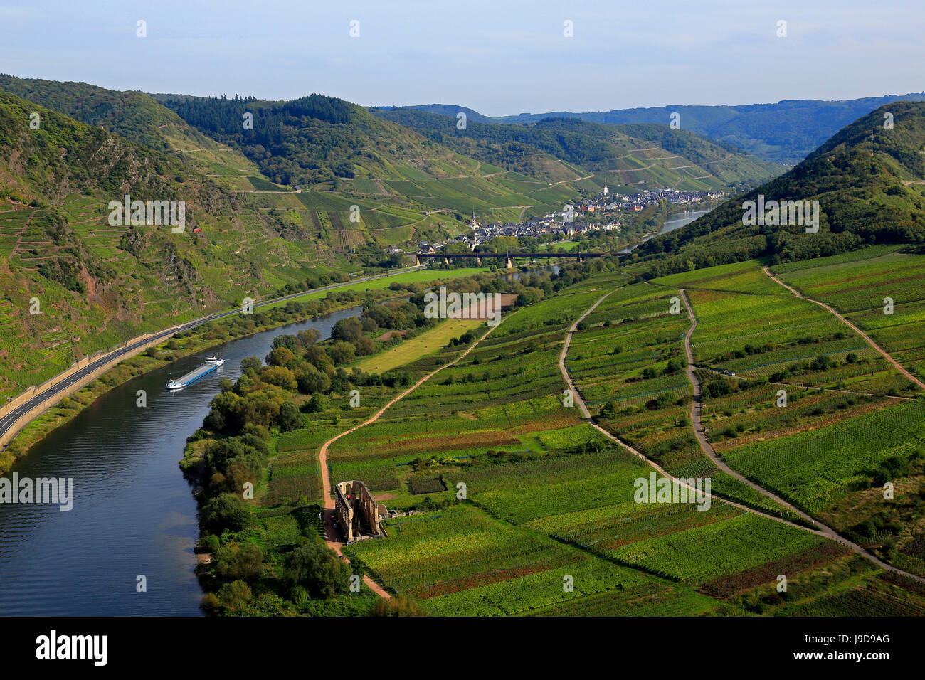 Moselle Valley near Bremm with Calmont Hill, Rhineland-Palatinate, Germany, Europe Stock Photo
