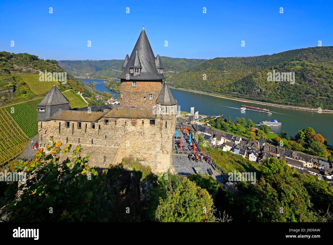 Stahleck Castle near Bacharach, Rhine Valley, Rhineland-Palatinate, Germany, Europe Stock Photo