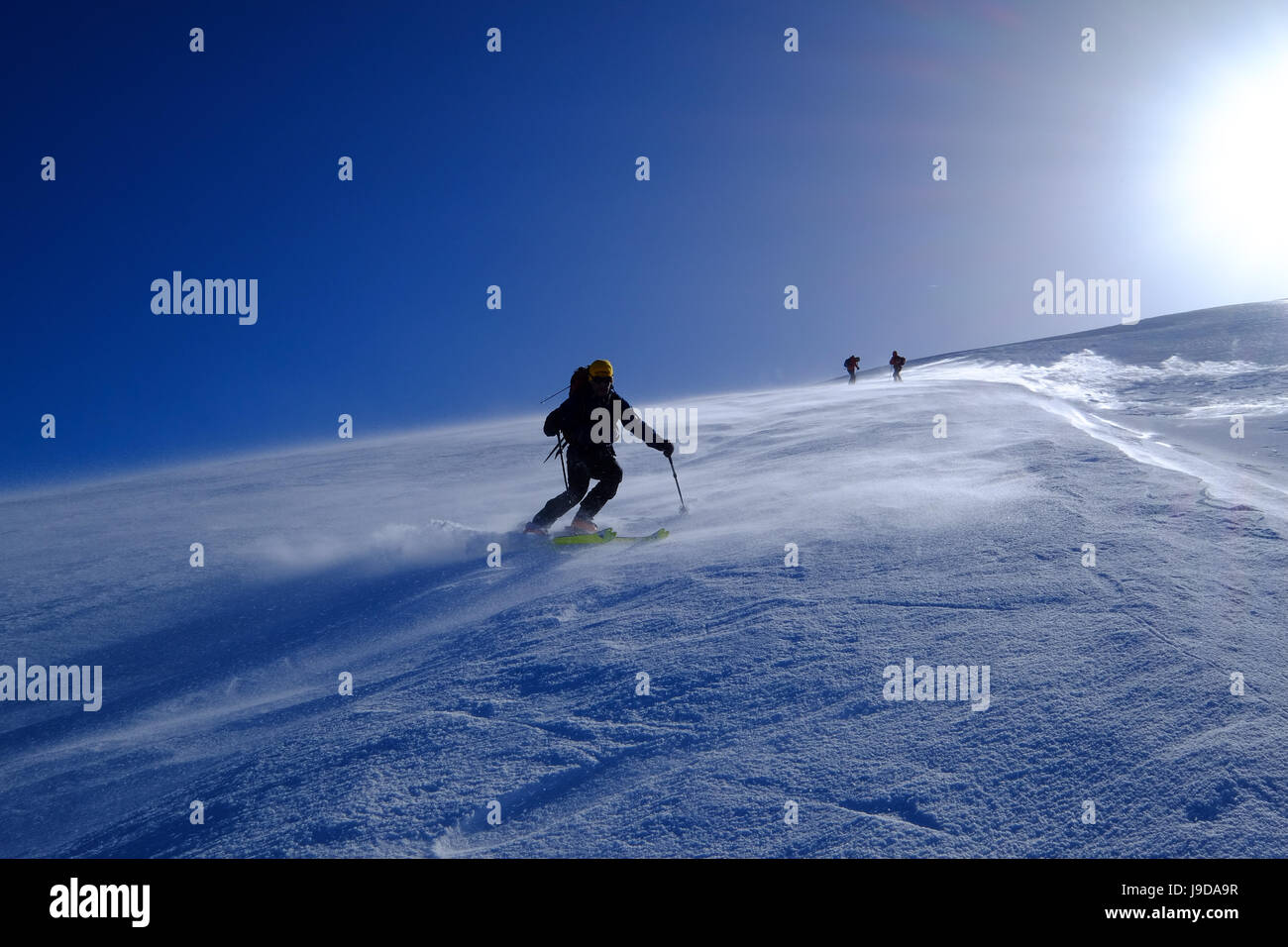 Ski mountaineering on Mount Etna, Catania, Sicily, Italy, Europe Stock Photo