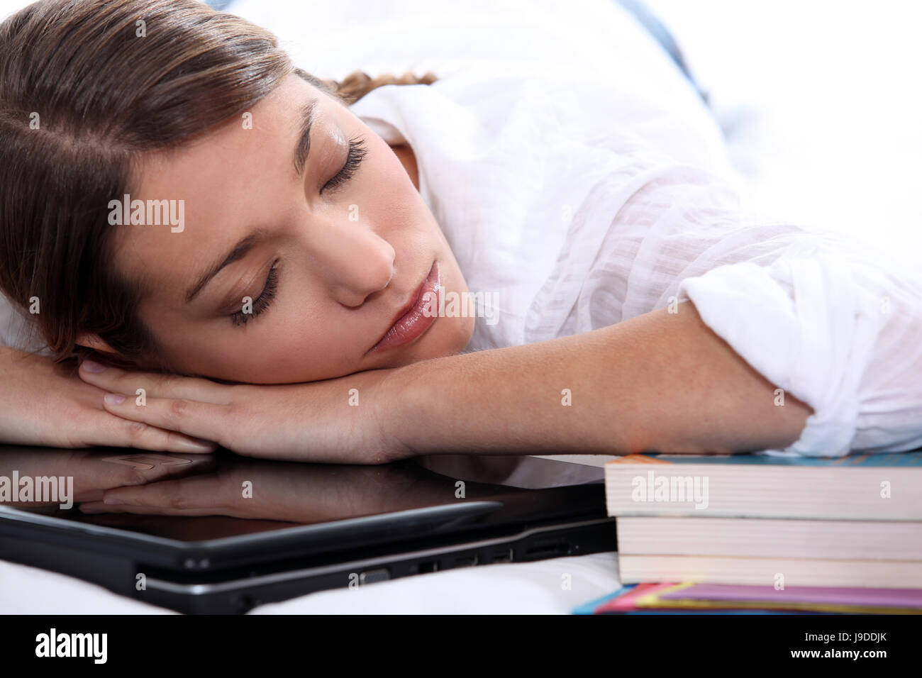 woman, laptop, notebook, computers, computer, night, nighttime, dream, hours, Stock Photo