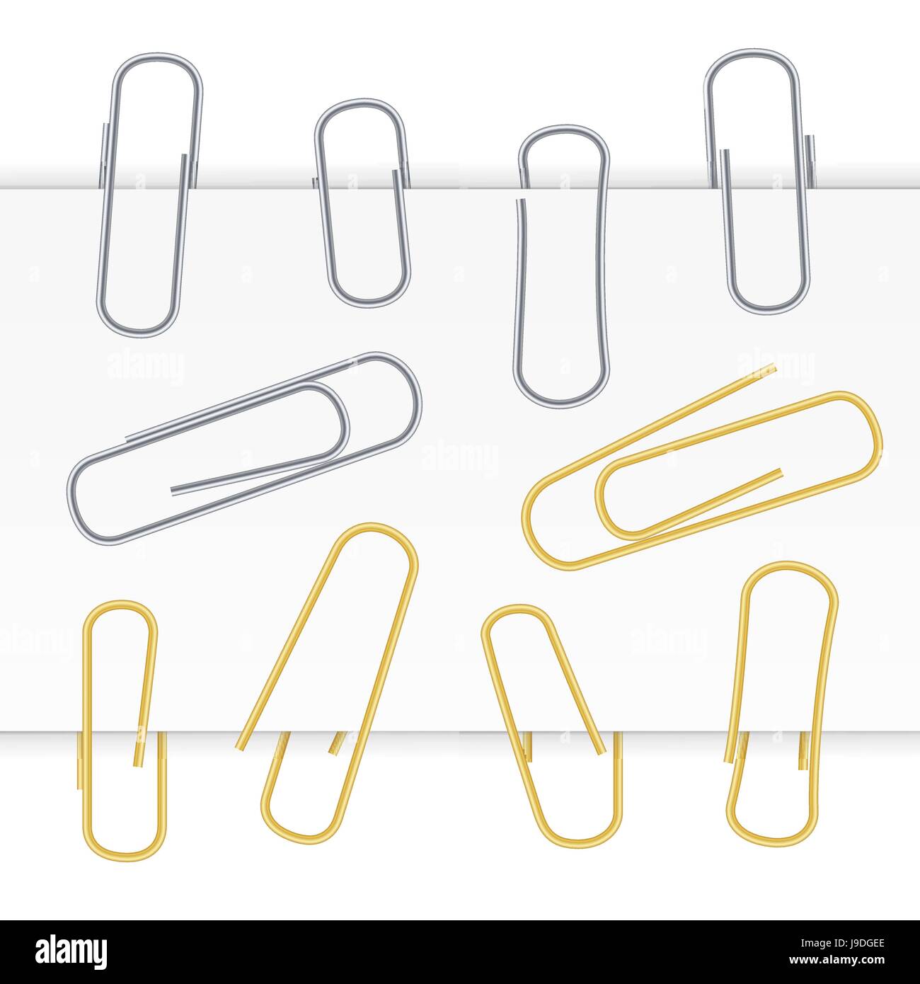Small Binder Clips Vector Isolated On White. Realistic Paper Clip Set