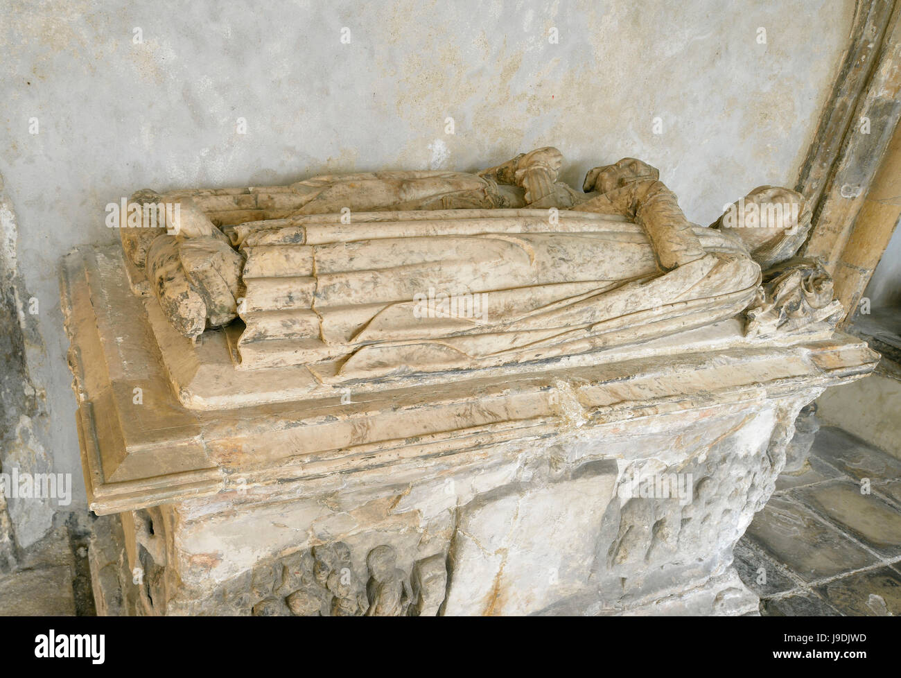 Alabaster Tomb thought to be of Thomas Rowley & his wife Vaulted Crypt of St John on the Wall, Bristol Stock Photo